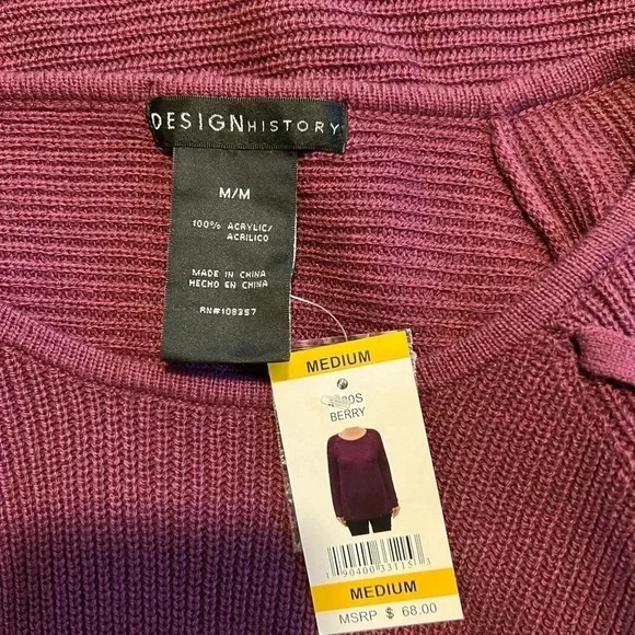 Design History Berry Sweater NWT 27 - Picture 3 of 3
